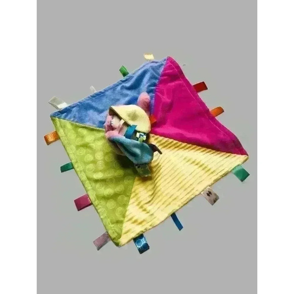 Taggies Pink Patchkins Bunny Rabbit Lovey Security Blanket Plush 13 inch - Picture 5 of 11